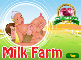 Busty girl milking in milk farm porn game